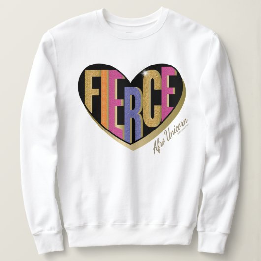 Sweatshirt Afro Unicorn Fierce Heart Design (Design devant)
