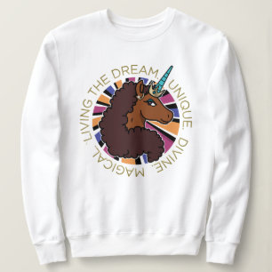 Sweatshirt Afro Unicorn Living the Dream Design