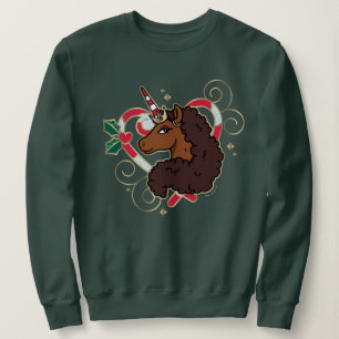 Sweatshirt Afro Unicorn Sucre de canne Heart Holiday