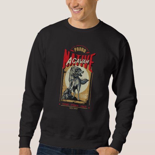 Sweatshirt Agawam Native American Indian Born Wolf Spirit Ret (Devant)