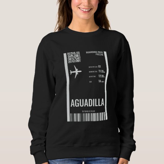 Sweatshirt Aguadilla Puerto Rico Boarding Pass Airline Ticket (Devant)