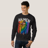 Sweatshirt Ah Men Gay Jesus Drôle LGBTQ Cadeaux Rainbow (Devant entier)