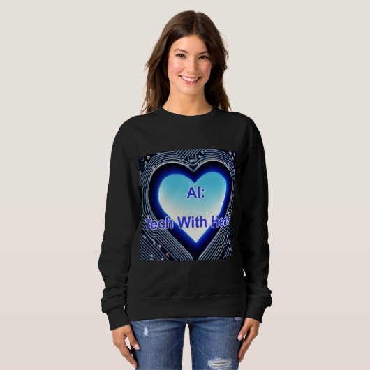 Sweatshirt AI: Tech with Heart Women's Black (Devant entier)