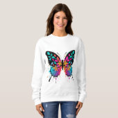 Sweatshirt Ailes de spectre - Design Abstrait de papillon flo (Devant entier)