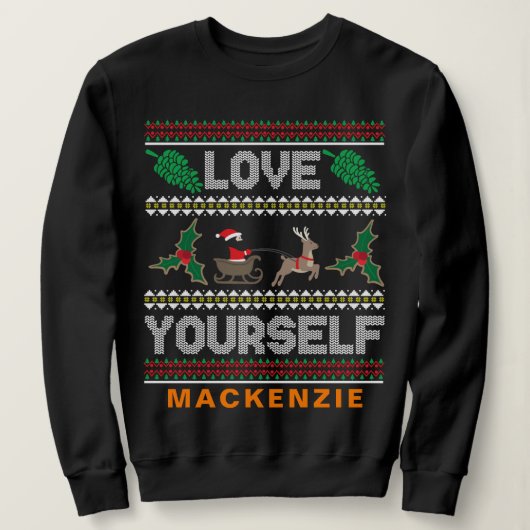 Sweatshirt Aimez-vous moche pull de Noël Sweater Nom personna (Design devant)