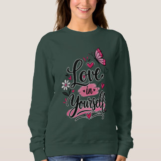 Sweatshirt Aimez-Vous Papillon Rose Inspirant Cœur M