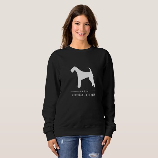 Sweatshirt Airedale Terrier Chien blanc Silhouette (Devant entier)