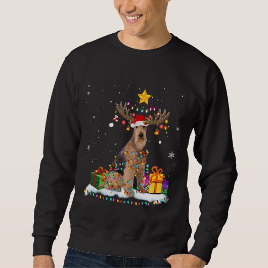 Sweatshirt Airedale Terrier Chien Noël Reindee Noël (Devant)