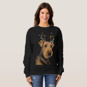 Sweatshirt Airedale Terrier Reindeer Chien de Noël (Devant entier)