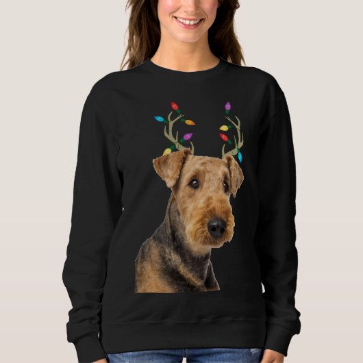Sweatshirt Airedale Terrier Reindeer Chien de Noël (Devant)