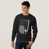 Sweatshirt Airplane Pilot American Flag Airport Runway Funny (Devant entier)