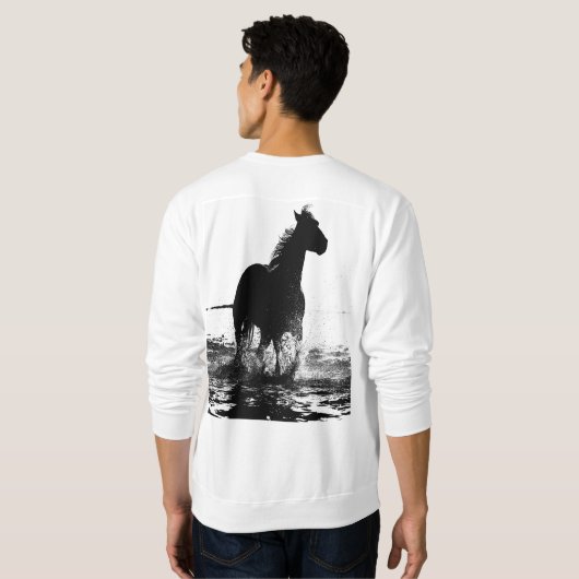 Sweatshirt Ajouter votre propre texte Pop Art Running Horse H (Dos entier)