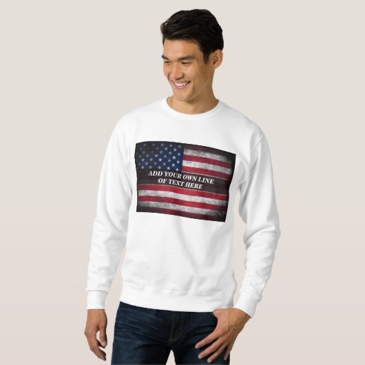 Sweatshirt Ajouter votre texte sur le drapeau américain (Devant entier)