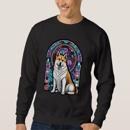 Sweatshirt Akita Inu Colorful Stained Glass Pop 4 (Devant)