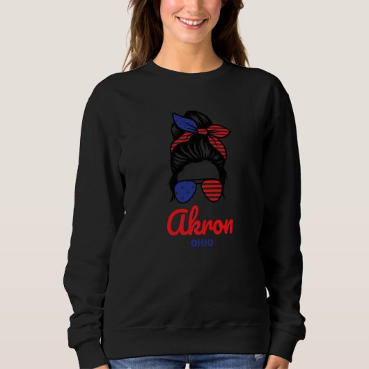 Sweatshirt Akron Ohio Rétro Chignon Décoiffé (Devant)