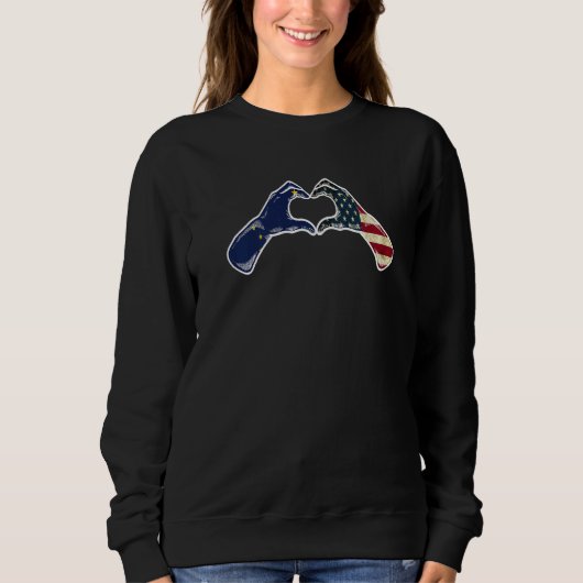 Sweatshirt Alaska American USA Flag USA Alaskan Heartbeat (Devant)