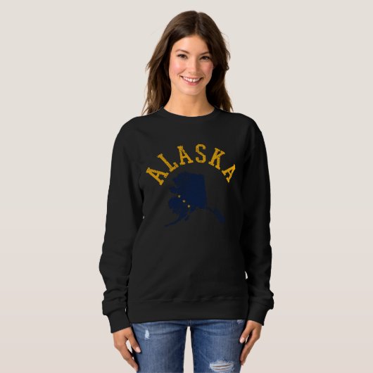 Sweatshirt Alaska Card Flag Vintage Retro (Devant entier)