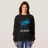 Sweatshirt Alaska Day Moose Aurora Borealis Northern Lights (Devant entier)