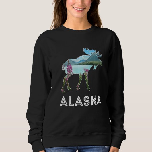 Sweatshirt Alaska Day Moose Snowy Mountains Alaska Holiday (Devant)