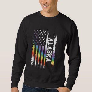 Sweatshirt Alaska États-Unis Arc-en-ciel désorganisé avec dra
