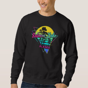 Sweatshirt Alaska États-Unis Nostalgique Rétro Saumon Lac