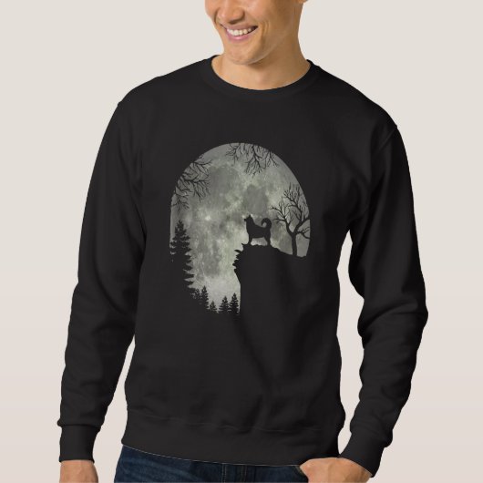 Sweatshirt Alaska Malamute And Moon Halloween (Devant)
