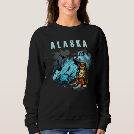 Sweatshirt Alaska Mountains and Hikers Tourism vacation outfi (Devant)