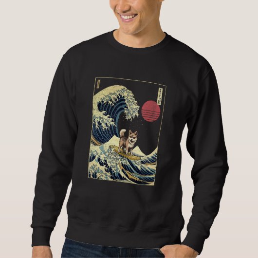 Sweatshirt Alaskan Klee Kai Japanese Kanagawa Wave Funny Surf (Devant)