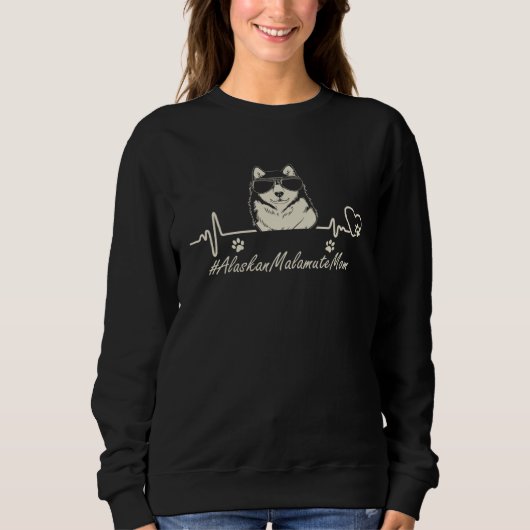 Sweatshirt Alaskan Malamute Mom Heartbeat With Dog Cool For M (Devant)