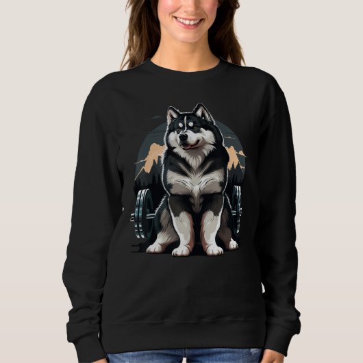 Sweatshirt Alaskan Malamute Weightlifting Fitness Gym Alaskan (Devant)
