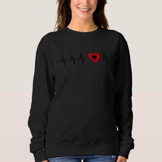 Sweatshirt Albanais Heartbeat I Love Albanie Flag Heart Pride (Devant)