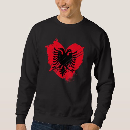 Sweatshirt Albanie Drapeau J'Aime C'Est Dans Mon Adn Pour Les (Devant)
