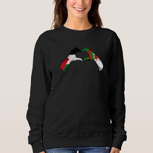Sweatshirt Algeria Palestine Flag  Palestinian Algerian Heart (Devant)