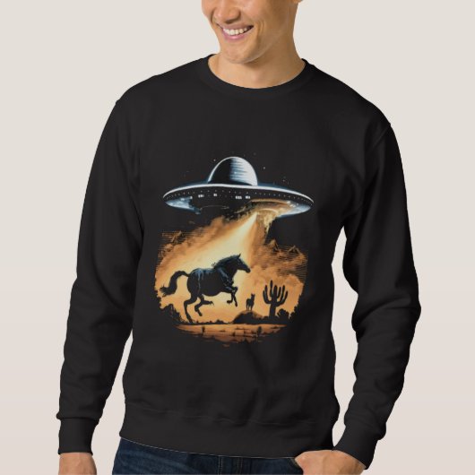 Sweatshirt Alien Abduction Horse UFO Spaceship Extraterrestri (Devant)