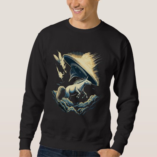 Sweatshirt Alien Abduction Unicorn UFO Spaceship Extraterrest (Devant)