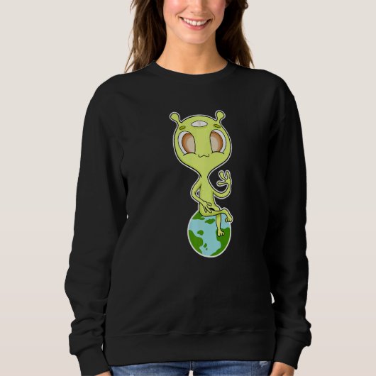 Sweatshirt Alien Assis Sur Terre (Devant)
