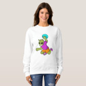 Sweatshirt Alien au Handball player avec Handball (Devant entier)