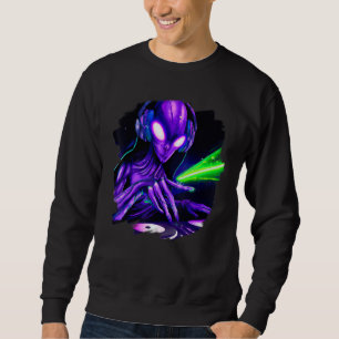 Sweatshirt Alien Cyborg DJ Robot Record Techno Music Cool Ali