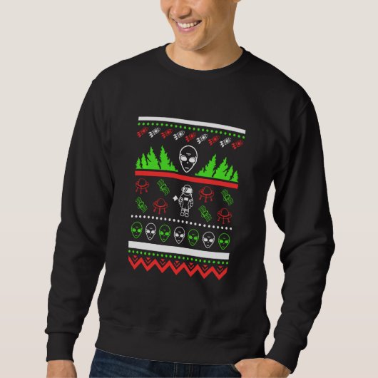 Sweatshirt Alien de Noël laid Noël Nerd (Devant)
