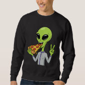 Sweatshirt Alien Head Eating Pizza UFO Extraterrestrial Snack (Devant)