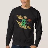 Sweatshirt Alien Riding Pizza UFO Galaxy Fast Food (Devant)