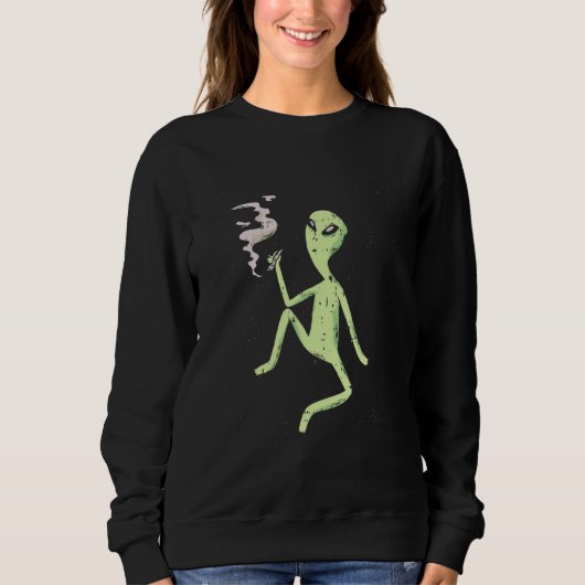 Sweatshirt Alien spatial Tuxedo Weed Joint Pot Smoker (Devant)