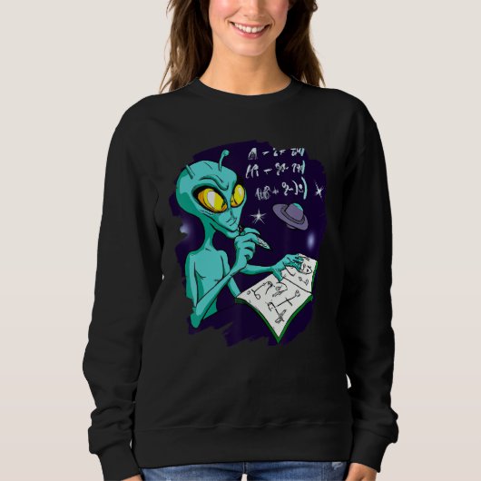 Sweatshirt Alien Studying Solving Math Science Physics Equati (Devant)