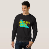 Sweatshirt Aliens Exist Ufo Blue Light Illustration Style Dec (Devant entier)