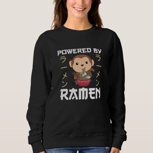 Sweatshirt Alimenté Par Ramen Sweet Monkey Mange Ramen (Devant)