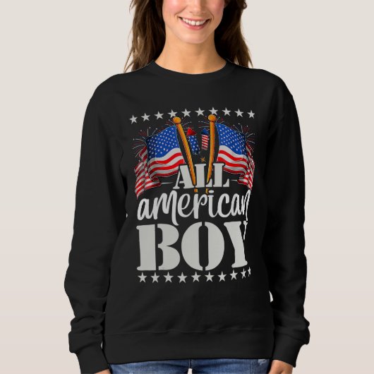 Sweatshirt All American Boy USA America Flag & Firework 4th J (Devant)