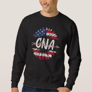 Sweatshirt All American Cna Life American Flag Sunflower 4e