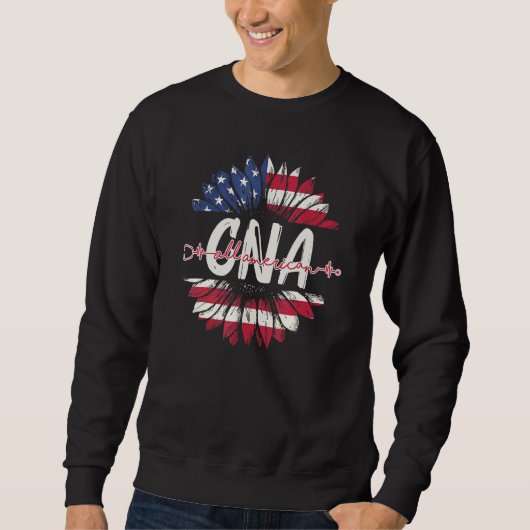 Sweatshirt All American Cna Life American Flag Sunflower 4e (Devant)