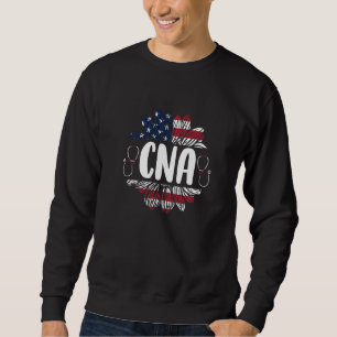 Sweatshirt All American Cna Life American Flag Sunflower 4e