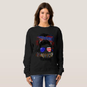 Sweatshirt All American Nanny USA Flag  4th Of July Messy Bun (Devant entier)